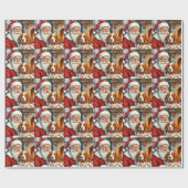Papier Cadeau Santa Claus Holding Brittany Spaniel Christmas Art (Plat)