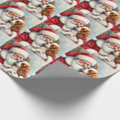 Papier Cadeau Santa Claus Holding Cavalier King Charles Spaniel  (Coin)