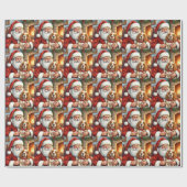 Papier Cadeau Santa Claus Holding Cocker Spaniel Christmas Art (Plat)