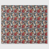 Papier Cadeau Santa Claus Holding Dalmatian Christmas Art (Plat)