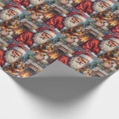 Papier Cadeau Santa Claus Holding German Shepherd Christmas Art (Coin)