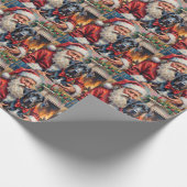 Papier Cadeau Santa Claus Holding Great Dane Christmas Art (Coin)