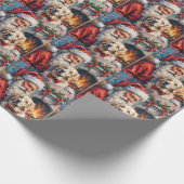 Papier Cadeau Santa Claus Holding Great Pyrenees Christmas Art (Coin)