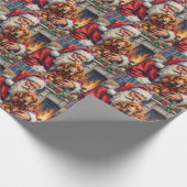 Papier Cadeau Santa Claus Holding Irish Red Setter Christmas Art (Coin)