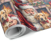Papier Cadeau Santa Claus Holding Labrador Christmas Art (Coin rond)