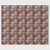 Papier Cadeau Santa Claus Holding Pekingese Christmas Art (Plat)