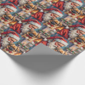 Papier Cadeau Santa Claus Holding Pekingese Christmas Art (Coin)