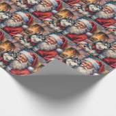 Papier Cadeau Santa Claus Holding Siberian Husky Christmas Art (Coin)