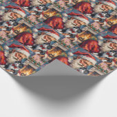 Papier Cadeau Santa Claus Holding Tuxedo Cat Christmas Art (Coin)