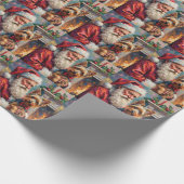 Papier Cadeau Santa Claus Holding Yorkshire Terrier Christmas  (Coin)