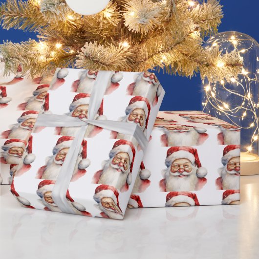 Papier Cadeau Santa Claus Joyeux sourire cerisier Rouge Nez Chee (Vacances)