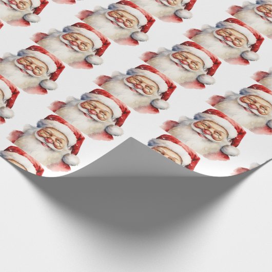 Papier Cadeau Santa Claus Joyeux sourire cerisier Rouge Nez Chee (Coin)