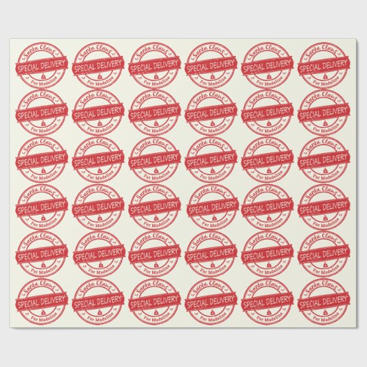 Papier Cadeau Santa Claus Livraison spéciale Ajouter un nom (Plat)