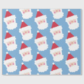 Papier Cadeau Santa Claus moderne minimaliste bleu (Plat)