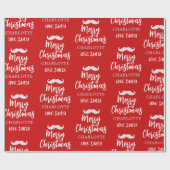 Papier Cadeau Santa Claus Mustache Personnalisé Noël Rouge (Plat)