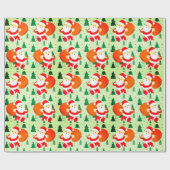 Papier Cadeau Santa Claus Noël Arbre Noël Vacances mignonnes (Plat)