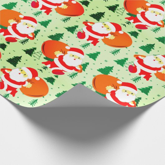 Papier Cadeau Santa Claus Noël Arbre Noël Vacances mignonnes (Coin)