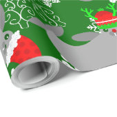 Papier Cadeau santa claus noël manat vert (Coin rond)