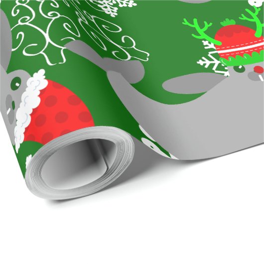 Papier Cadeau santa claus noël manat vert (Coin rond)