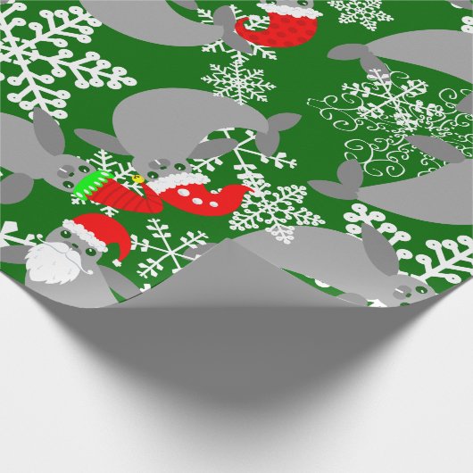 Papier Cadeau santa claus noël manat vert (Coin)