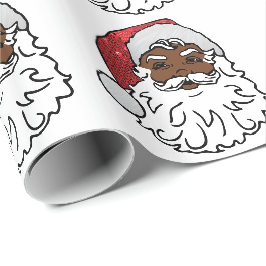 Papier Cadeau santa claus noir (Coin rond)