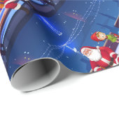 Papier Cadeau Santa Claus on Park bench (Coin rond)