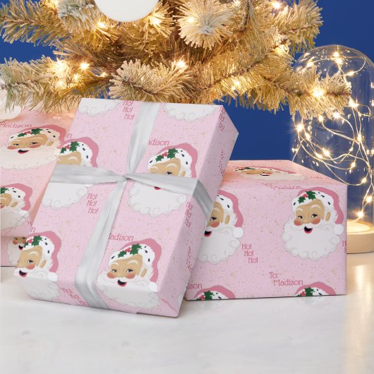 Papier Cadeau Santa Claus Pink classique Personnalisé (Vacances)