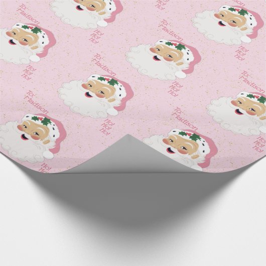 Papier Cadeau Santa Claus Pink classique Personnalisé (Coin)