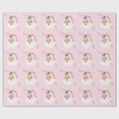 Papier Cadeau Santa Claus Pink classique Personnalisé (Plat)