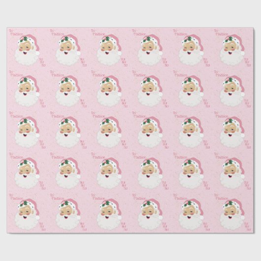 Papier Cadeau Santa Claus Pink classique Personnalisé (Plat)