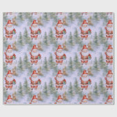 Papier Cadeau Santa Claus Puppy Neige moderne Noël (Plat)