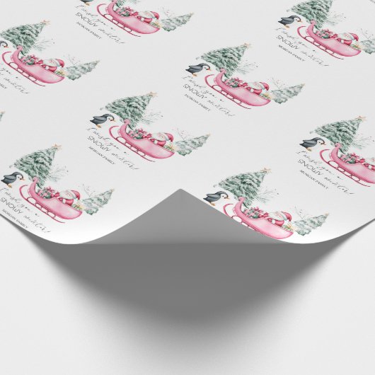 Papier Cadeau Santa Claus, Sleigh, Penguin, Forêt (Coin)