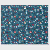 Papier Cadeau Santa Claus Sleigh Reindeer Pine Trees Art Motif (Plat)