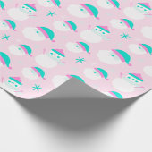 Papier Cadeau Santa Claus Snowmen Snowflakes Noël moderne (Coin)