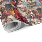 Papier Cadeau Santa Claus Treeing Walker Coonhound Christmas Art (Coin rond)