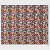 Papier Cadeau Santa Claus Turkish Angora Cat Christmas Art (Plat)