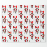 Papier Cadeau Santa Claus With Ensign Of Canada<br><div class="desc">background color can be changed: CUSTOMIZE it
 father christmas visiting the country in North America proudly waving the maple leaf banner</div>