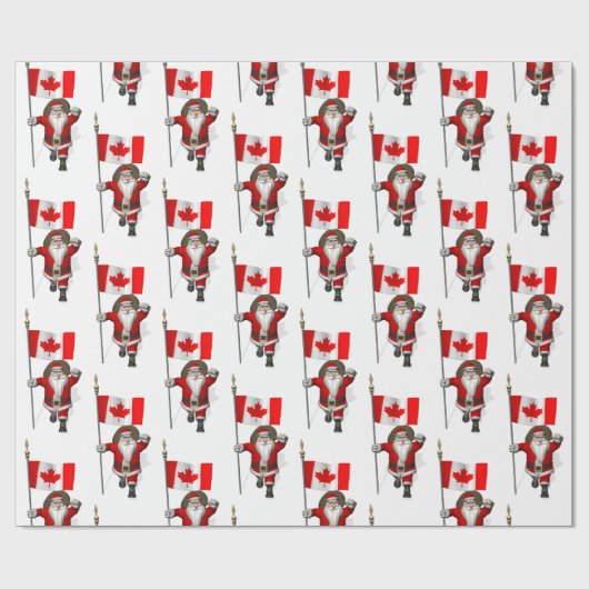 Papier Cadeau Santa Claus With Ensign Of Canada (Plat)