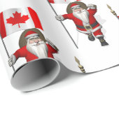 Papier Cadeau Santa Claus With Ensign Of Canada (Coin rond)