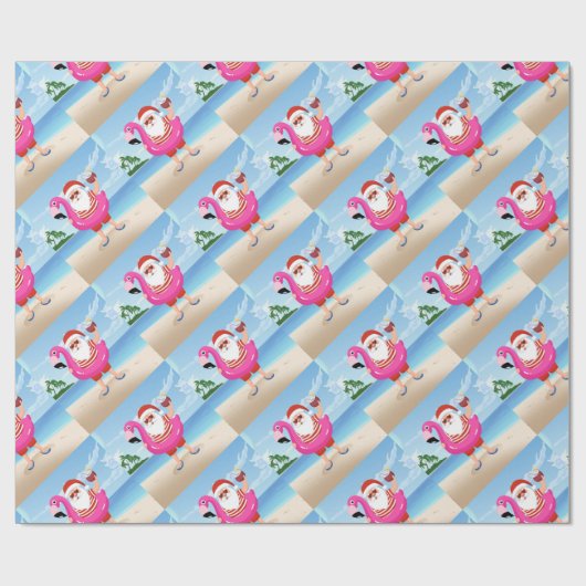 Papier Cadeau Santa Claus with flamingo (Plat)