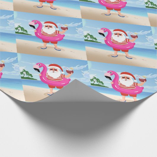 Papier Cadeau Santa Claus with flamingo (Coin)