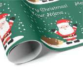 Papier Cadeau Santa Claus with hedgehog cartoon kid's Christmas (Coin rond)