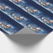 Papier Cadeau Santa Clause avec le renne traîneau paysage neigeu (Coin)