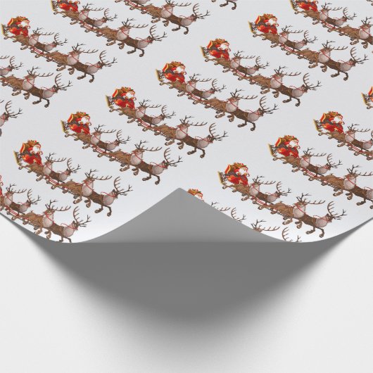 Papier Cadeau Santa Clause avec rennes (Coin)