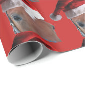 Papier Cadeau Santa Clause Cheval de Noël (Coin rond)