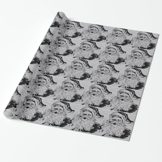 Papier Cadeau Santa Clause Silver Sparkings (Déroulé)