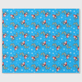 Papier Cadeau Santa Cycling with Reindeer (Plat)