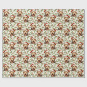 Papier Cadeau Santa Hat Airedale Terrier Chien Noël Holly (Plat)