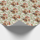 Papier Cadeau Santa Hat Airedale Terrier Chien Noël Holly (Coin)