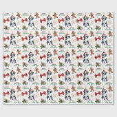 Papier Cadeau Santa Hat Border Collie Puppy Christmas (Plat)